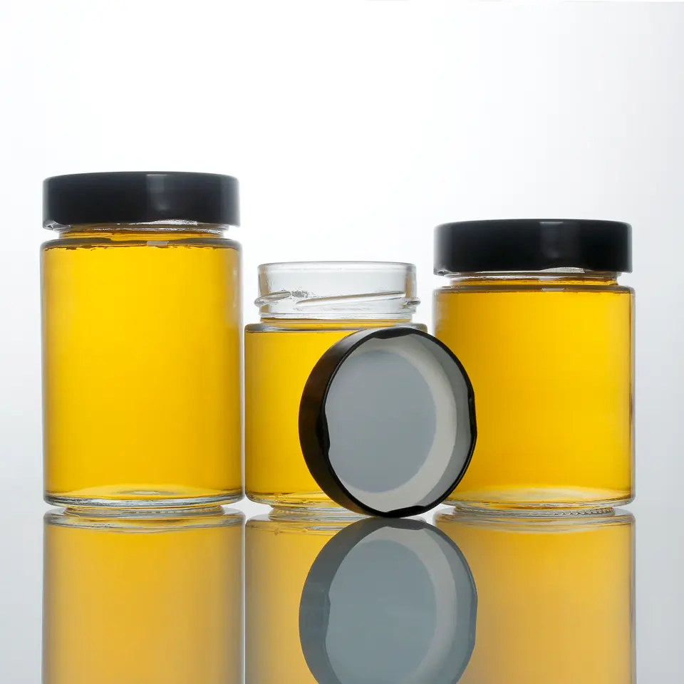 Clear glass mason jar with aluminum lid, 100–700 ml
