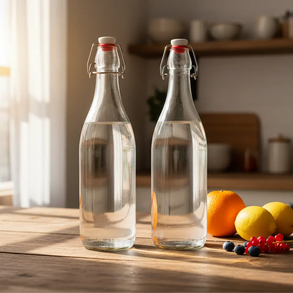 Clear swing-top glass bottle, 200–1000 ml
