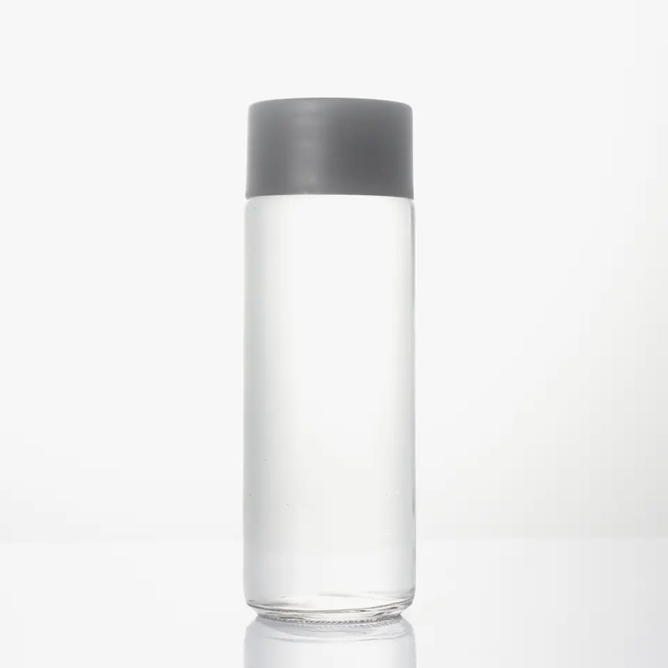 Frosted glass water bottle with plastic screw cap, 200–1000 ml