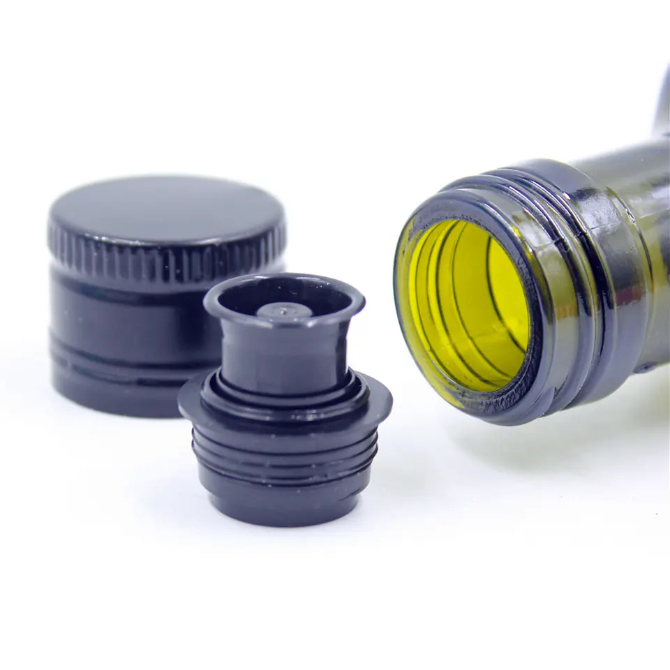 Green cylinder glass olive oil bottle, 500 ml