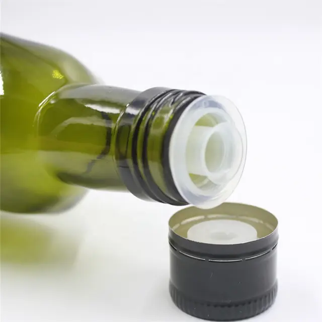 Round green glass olive oil bottle, 250–1000 ml