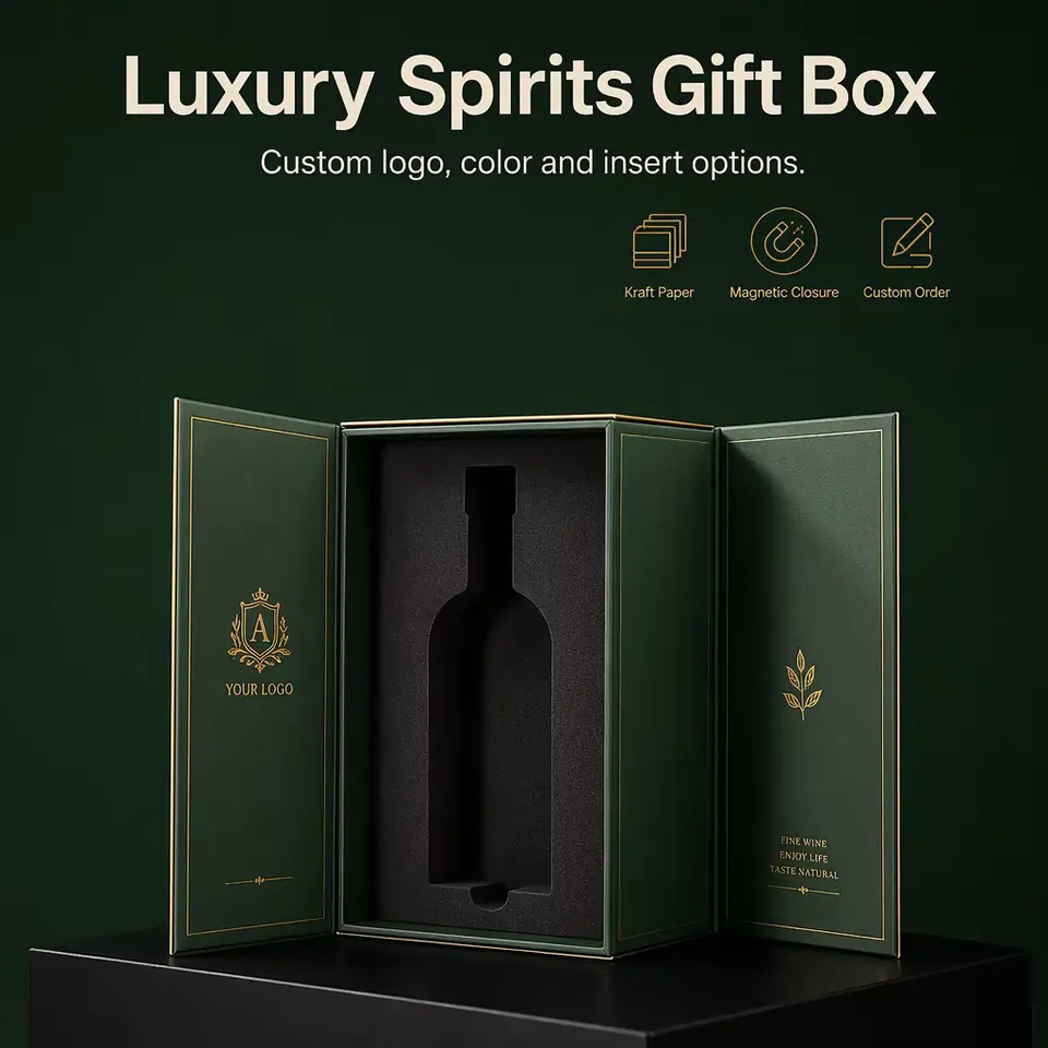 Rigid liquor gift box with molded foam insert