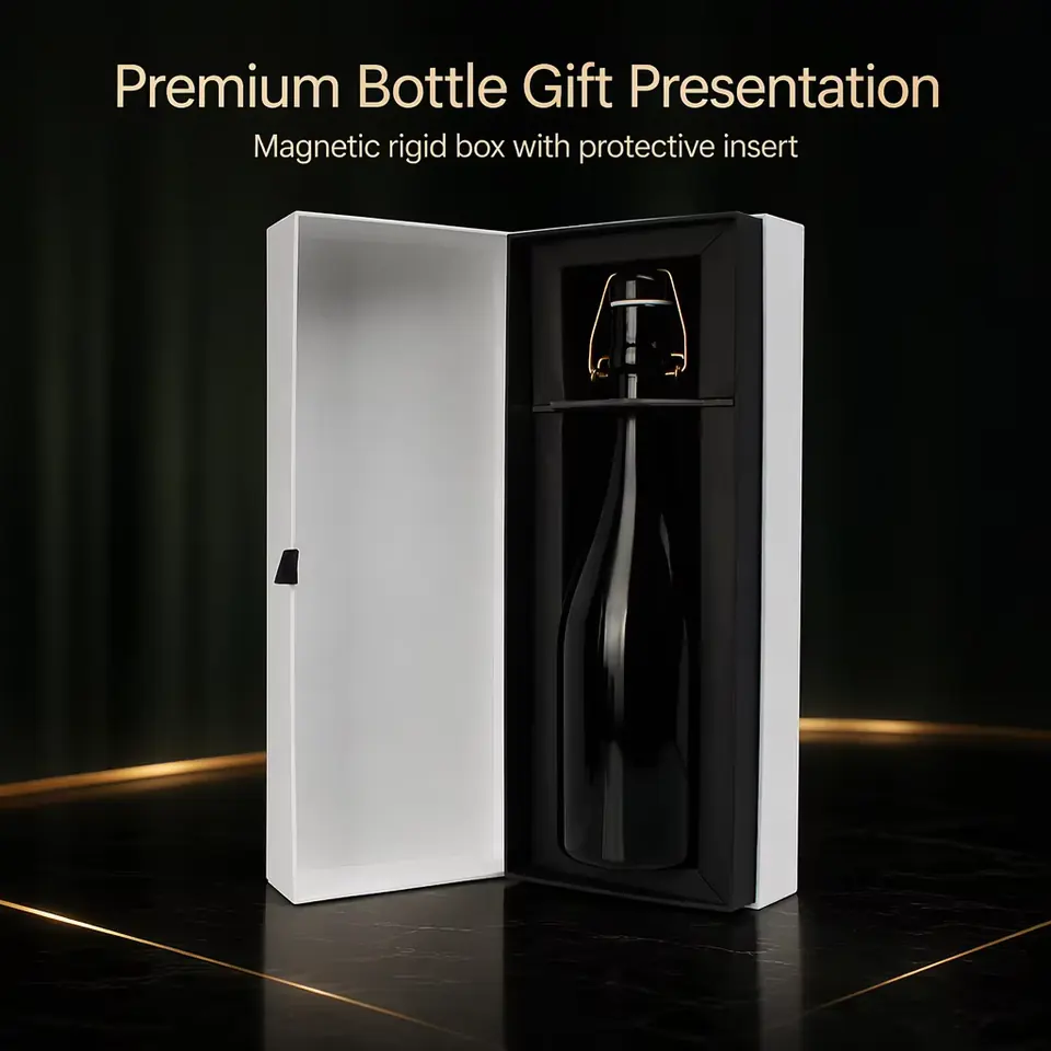 Rigid spirits gift box with molded foam insert