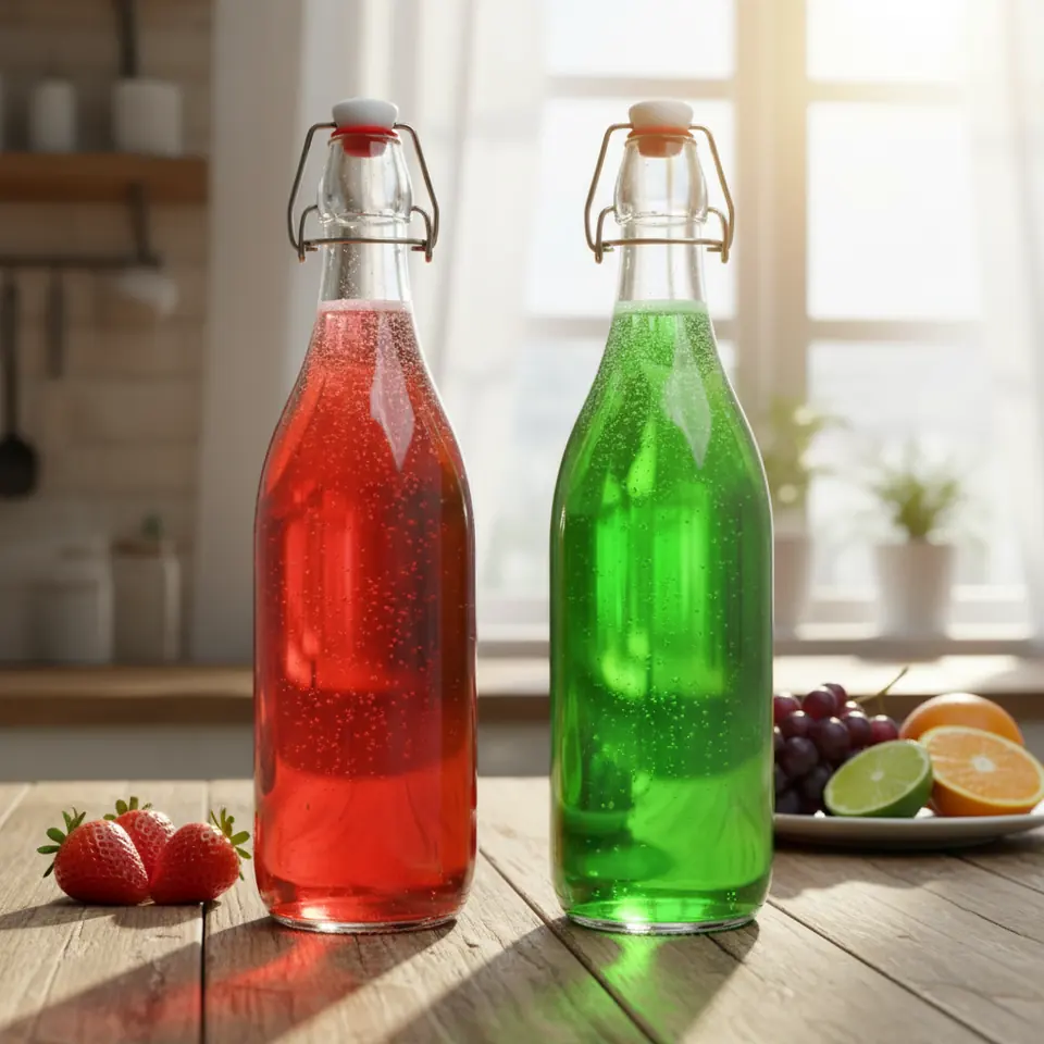 Swing-top glass beverage bottle, 200–1000 ml