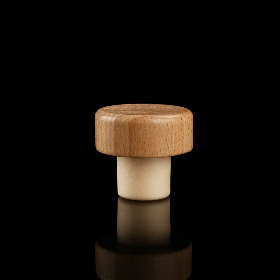 T-shaped cork stopper with printed top, custom size