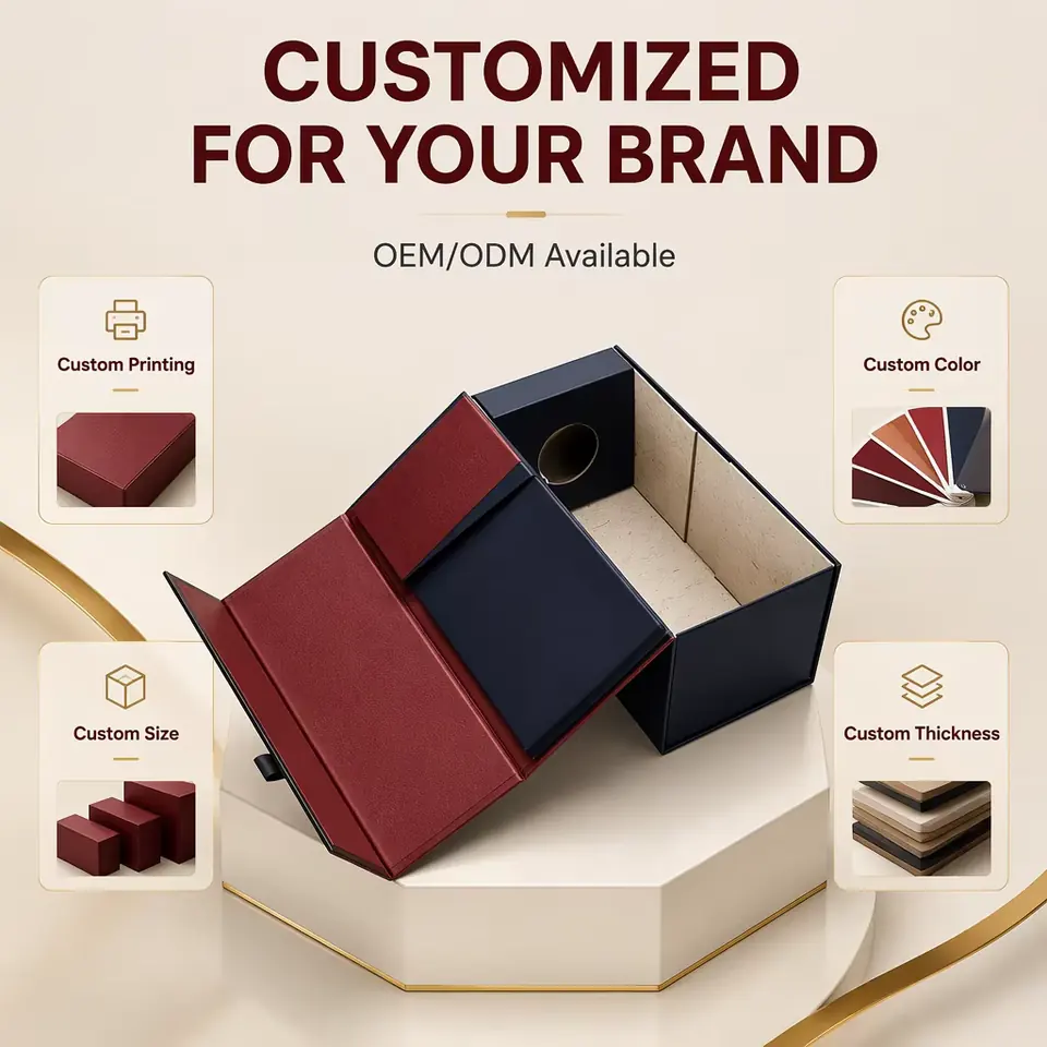 Two-side opening rigid paper gift box for beverage bottles
